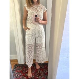 DOLCE & GABBANA White Lace Two-Piece Set Size IT-42 / US M Eyelet Lace